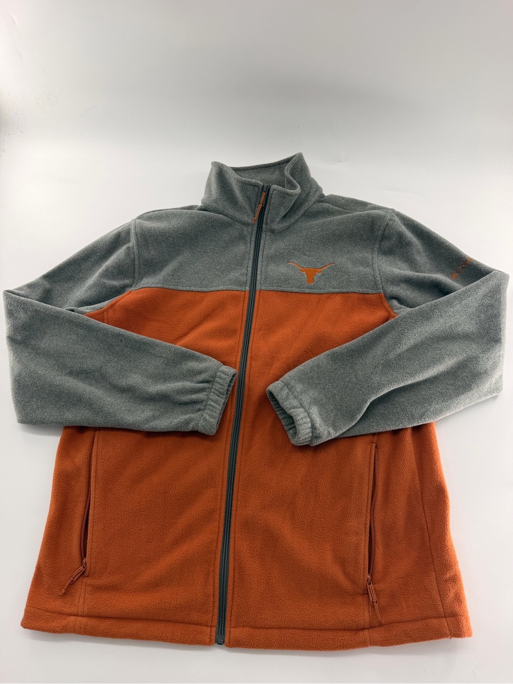 Columbia Men’s Flanker III Fleece Jacket Texas Longhorns Orange Grey Gray Large